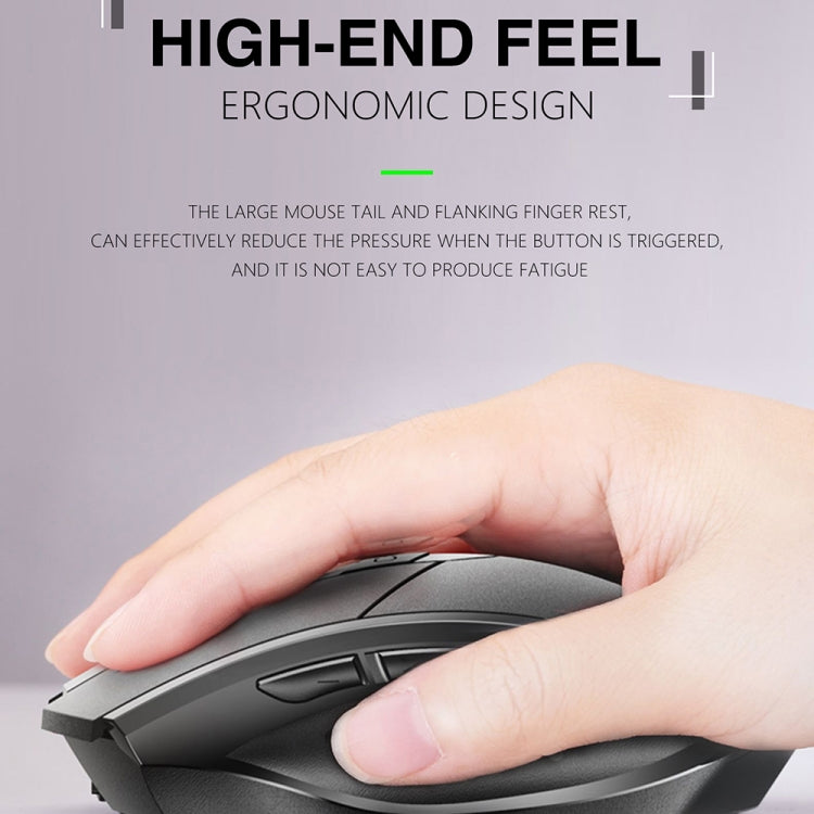 Inphic A1 6 Keys 1000/1200/1600 DPI Home Gaming Wireless Mechanical Mouse, Colour: Black Wireless+Bluetooth 4.0+Bluetooth 5.0