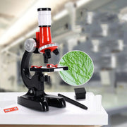 HD 1200 Times Microscope Toys Primary School Biological Science Experiment Equipment Children Educational Toys(Red)