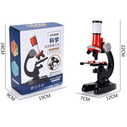 HD 1200 Times Microscope Toys Primary School Biological Science Experiment Equipment Children Educational Toys(Red)