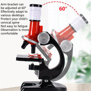 HD 1200 Times Microscope Toys Primary School Biological Science Experiment Equipment Children Educational Toys(Red)