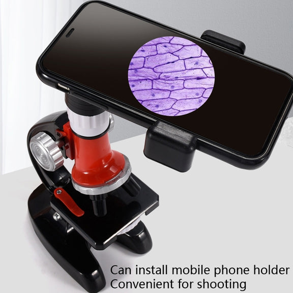 HD 1200 Times Microscope Toys Primary School Biological Science Experiment Equipment Children Educational Toys(Red)