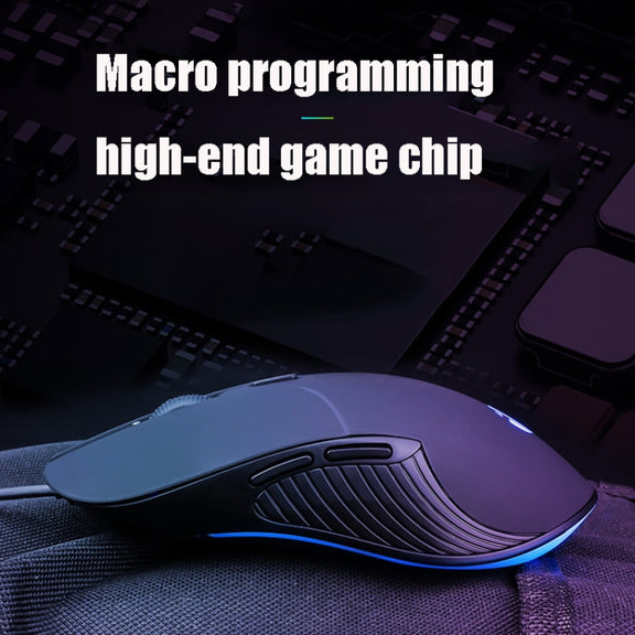 Inphic PB1 Business Office Mute Gaming Wired Mouse, Cable Length: 1.5m, Colour: Classic Back Breathing Light
