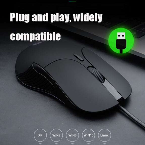 Inphic PB1 Business Office Mute Macro Definition Gaming Wired Mouse, Cable Length: 1.5m, Colour: Matte White Breathing Light