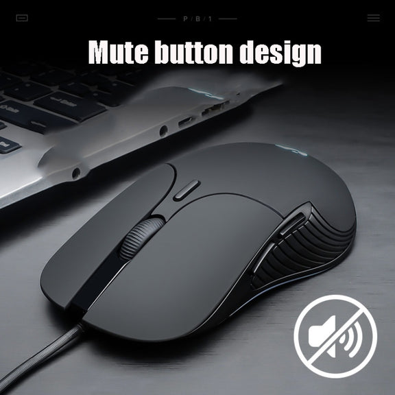 Inphic PB1 Business Office Mute Macro Definition Gaming Wired Mouse, Cable Length: 1.5m, Colour: Matte White Breathing Light