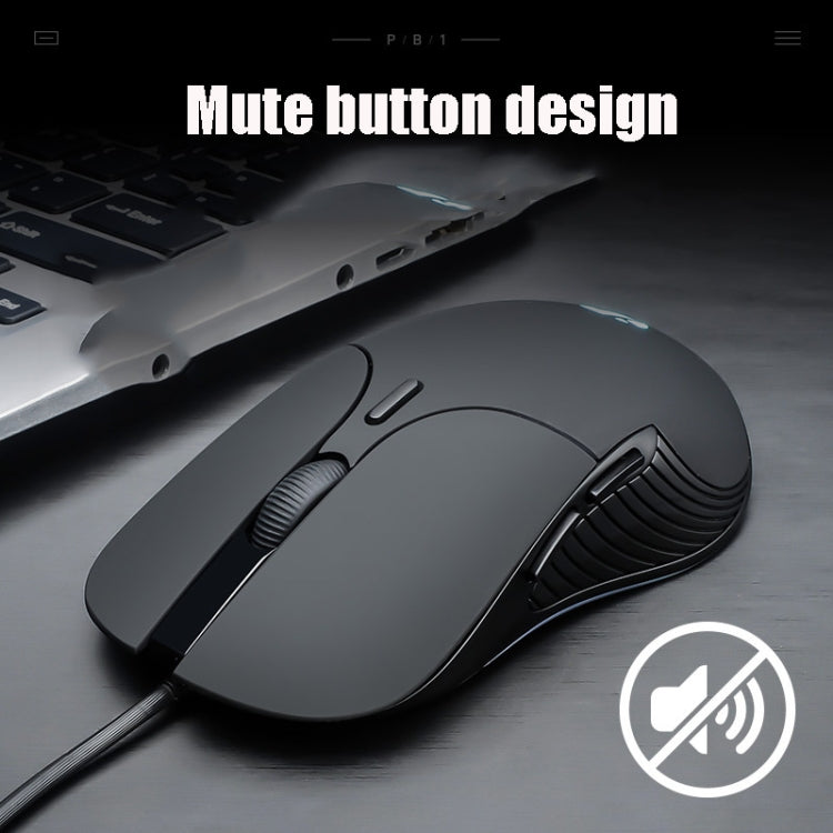Inphic PB1 Business Office Mute Macro Definition Gaming Wired Mouse, Cable Length: 1.5m, Colour: Matte White Breathing Light
