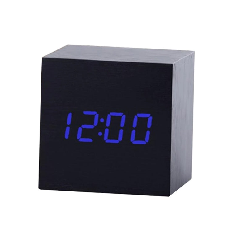 Multicolor Sounds Control Wooden Clock Modern Digital LED Desk Alarm Clock Thermometer Timer Black Blue - Alarm Clocks by PMC Jewellery | Online Shopping South Africa | PMC Jewellery | Buy Now Pay Later Mobicred