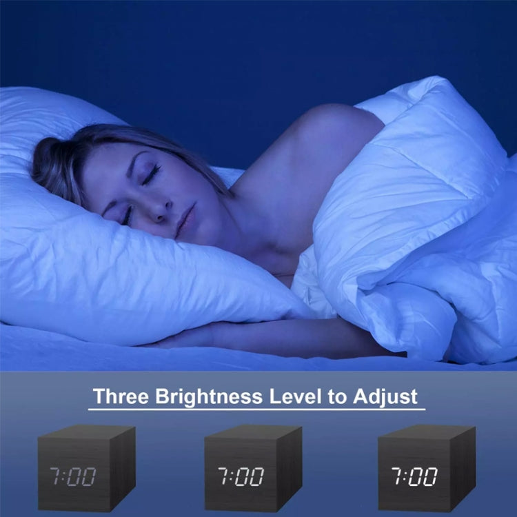 Multicolor Sounds Control Wooden Clock Modern Digital LED Desk Alarm Clock Thermometer Timer Black Blue - Alarm Clocks by PMc TechLife | Online Shopping South Africa | PMc TechLife | Buy Now Pay Later Mobicred