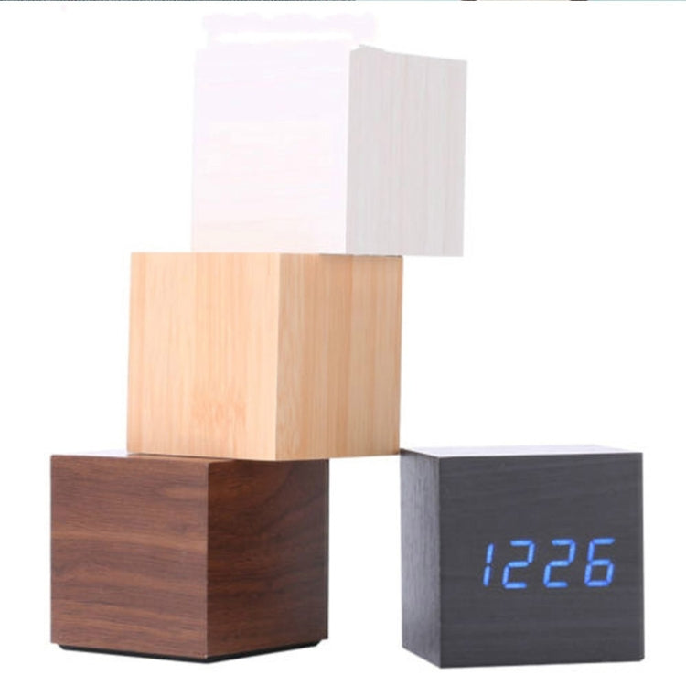 Multicolor Sounds Control Wooden Clock Modern Digital LED Desk Alarm Clock Thermometer Timer Black Blue - Alarm Clocks by PMC Jewellery | Online Shopping South Africa | PMC Jewellery | Buy Now Pay Later Mobicred