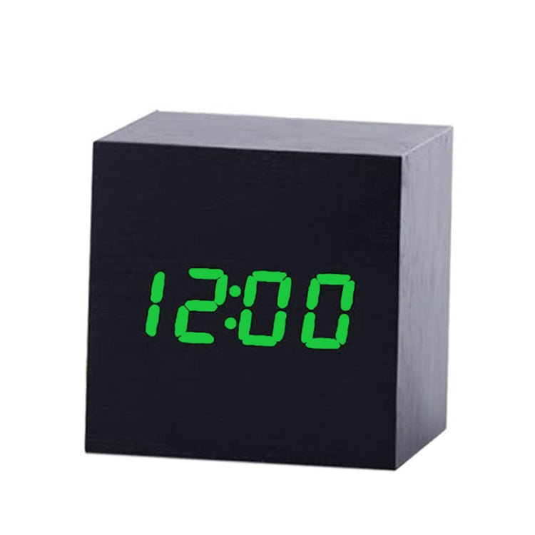 Multicolor Sounds Control Wooden Clock Modern Digital LED Desk Alarm Clock Thermometer Timer Black Green - Alarm Clocks by PMC Jewellery | Online Shopping South Africa | PMC Jewellery | Buy Now Pay Later Mobicred