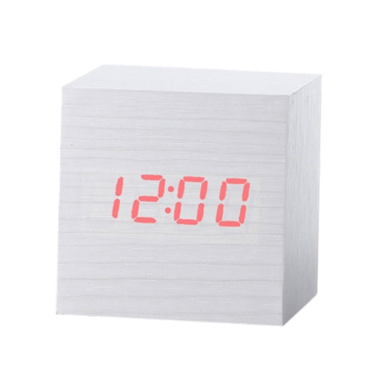 Multicolor Sounds Control Wooden Clock Modern Digital LED Desk Alarm Clock Thermometer Timer White Red - Alarm Clocks by PMC Jewellery | Online Shopping South Africa | PMC Jewellery | Buy Now Pay Later Mobicred
