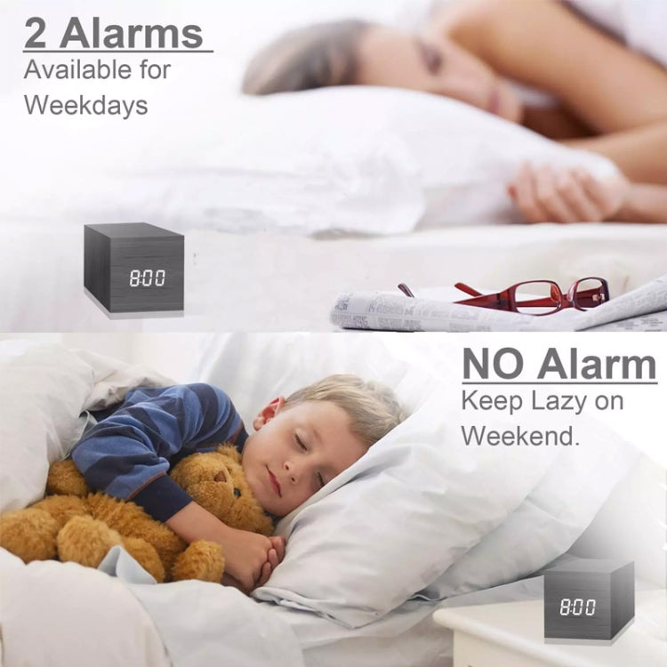 Multicolor Sounds Control Wooden Clock Modern Digital LED Desk Alarm Clock Thermometer Timer White Red - Alarm Clocks by PMc TechLife | Online Shopping South Africa | PMc TechLife | Buy Now Pay Later Mobicred