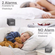 Multicolor Sounds Control Wooden Clock Modern Digital LED Desk Alarm Clock Thermometer Timer White Blue