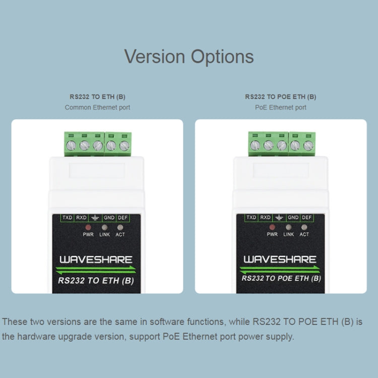 Waveshare 23950 Industrial Serial Server RS232 to RJ45 Ethernet TCP/IP to Serial - Other Accessories by Waveshare | Online Shopping South Africa | PMC TechLife | Buy Now Pay Later Mobicred