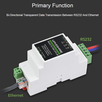 Waveshare 23951 Industrial Serial Server RS232 to RJ45 Ethernet TCP/IP to Serial with POE - free shipping - PMC Jewellery - Order now!