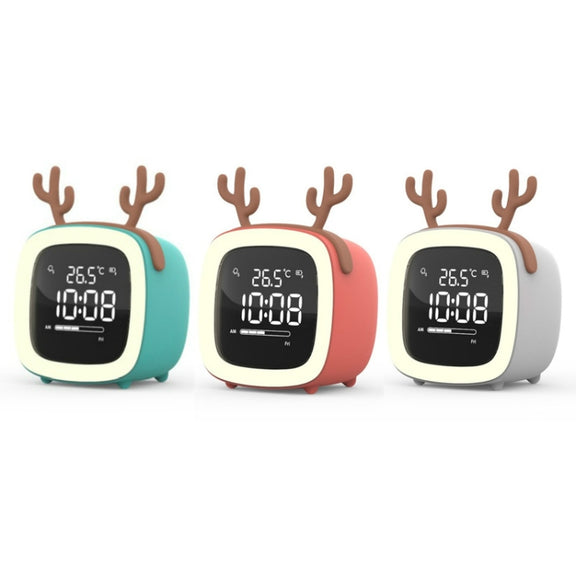 Cartoon Deer Shape Children Snooze Multifunctional USB Rechargeable Student LED Alarm Clock(Orange)