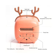 Cartoon Deer Shape Children Snooze Multifunctional USB Rechargeable Student LED Alarm Clock(Orange)