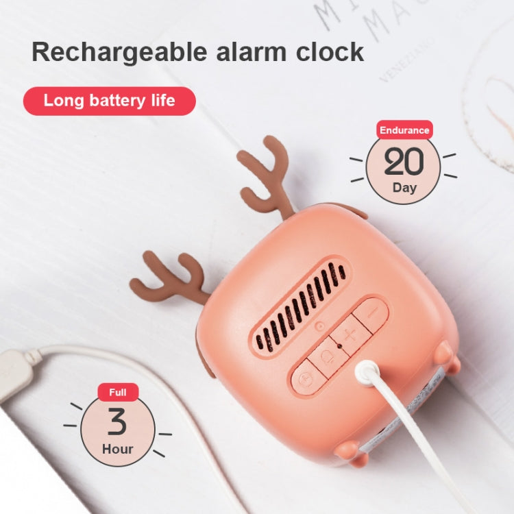 Cartoon Deer Shape Children Snooze Multifunctional USB Rechargeable Student LED Alarm Clock(Orange)