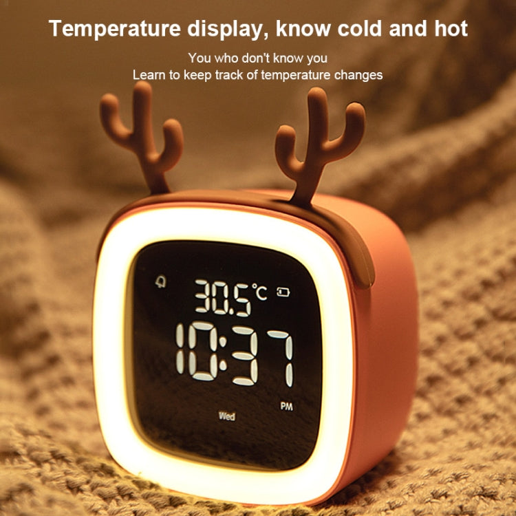 Cartoon Deer Shape Children Snooze Multifunctional USB Rechargeable Student LED Alarm Clock(Orange) - Novelty Clock by PMc TechLife | Online Shopping South Africa | PMc TechLife | Buy Now Pay Later Mobicred