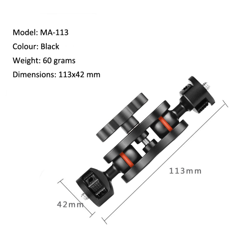 MA-113 Black YJ Magic Arm Bracket Mount 1/4 inch Ball Head Magic Arm - Camera Gimbal by PMC TechLife | Online Shopping South Africa | PMC TechLife