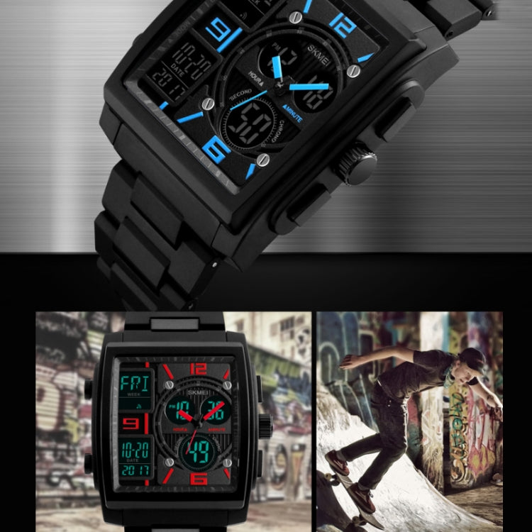 SKMEI 1274  Men Fashion Electronic Watch Multifunctional Outdoor Sports Watch(Blue)
