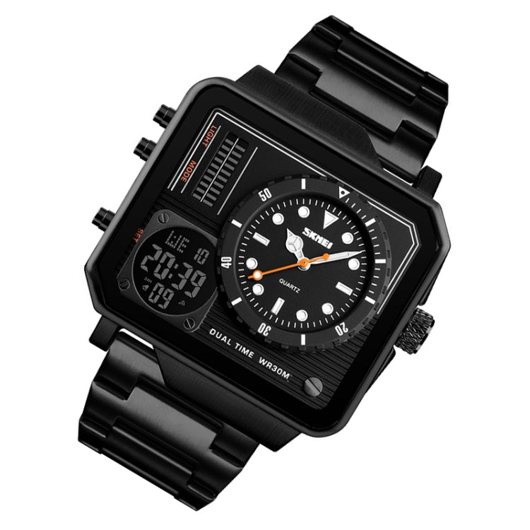 SKMEI 1392 Multi-Function Outdoor Sports Watch Business Double Display Water-resistant Electronic Watch(Black)