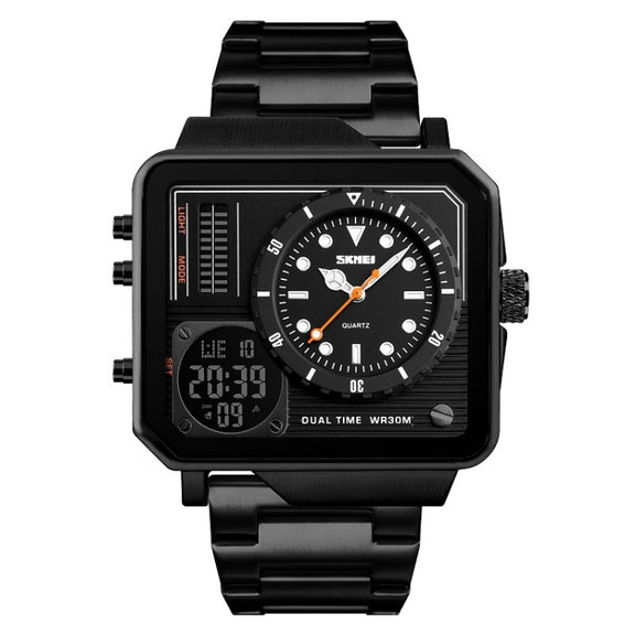 SKMEI 1392 Multi-Function Outdoor Sports Watch Business Double Display Water-resistant Electronic Watch(Black)