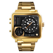 SKMEI 1392 Multi-Function Outdoor Sports Watch Business Double Display Water-resistant Electronic Watch(Golden)