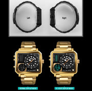 SKMEI 1392 Multi-Function Outdoor Sports Watch Business Double Display Water-resistant Electronic Watch(Golden)