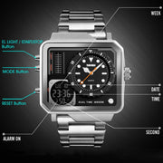 SKMEI 1392 Multi-Function Outdoor Sports Watch Business Double Display Water-resistant Electronic Watch(Black)