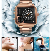 SKMEI 1392 Multi-Function Outdoor Sports Watch Business Double Display Water-resistant Electronic Watch(Golden)