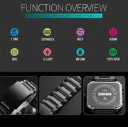 SKMEI 1392 Multi-Function Outdoor Sports Watch Business Double Display Water-resistant Electronic Watch(Golden)