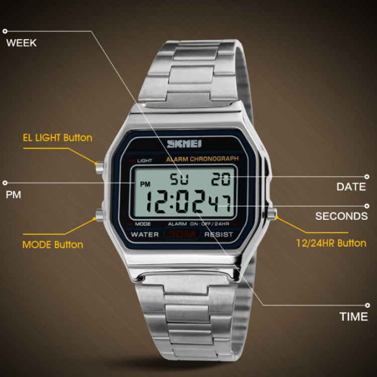 SKMEI 1123 Men Business Lightweight Watch Waterproof Steel Band Electronic Watch - free shipping - PMC Jewellery - Order now!