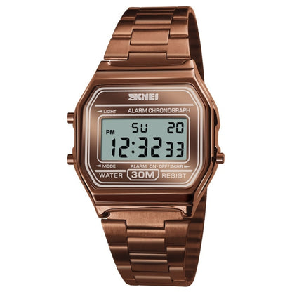 SKMEI 1123 Men Business Lightweight Watch Waterproof Steel Band Electronic Watch (Coffee Gold) - free shipping - PMC Jewellery - Order now!