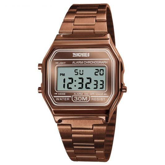 SKMEI 1123 Men Business Lightweight Watch Waterproof Steel Band Electronic Watch (Coffee Gold) - free shipping - PMC Jewellery - Order now!