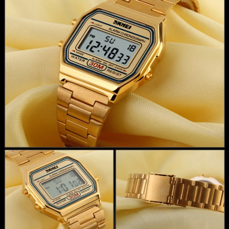 SKMEI 1123 Men Business Lightweight Watch Waterproof Steel Band Electronic Watch (Coffee Gold) - free shipping - PMC TechLife - Order now!
