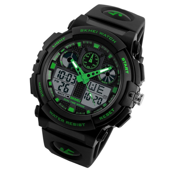 SKMEI 1270 Men Water-resistant Dual Display Digital Watch Outdoor Sports Watch(Green)
