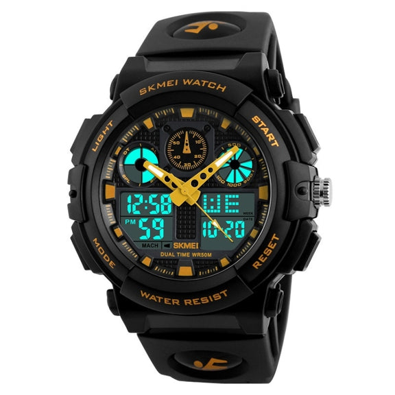 SKMEI 1270 Men Water-resistant Dual Display Digital Watch Outdoor Sports Watch(Golden)