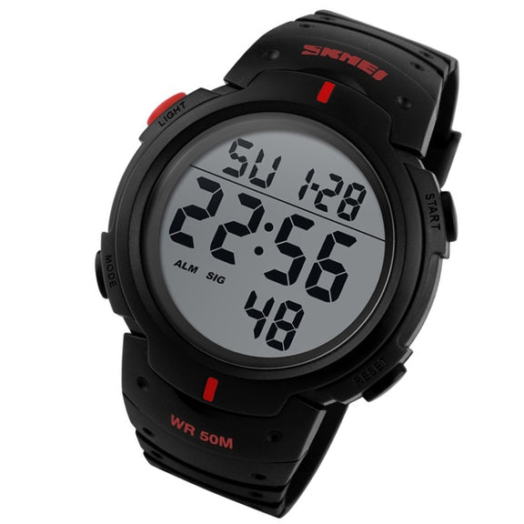 SKMEI 1068 Men Water-resistant Outdoor Sports Digital Watch Student Fashion Watch(Red)