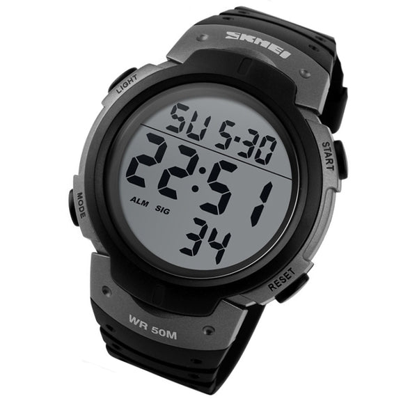 SKMEI 1068 Men Water-resistant Outdoor Sports Digital Watch Student Fashion Watch(Titanium)
