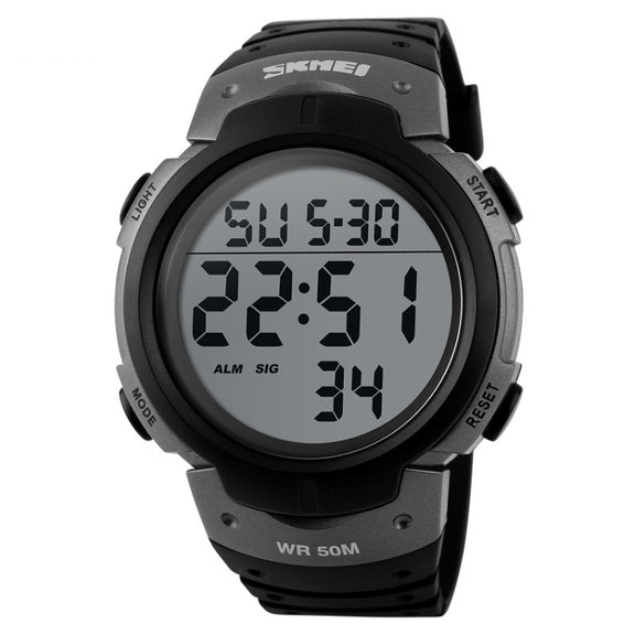 SKMEI 1068 Men Water-resistant Outdoor Sports Digital Watch Student Fashion Watch(Titanium)