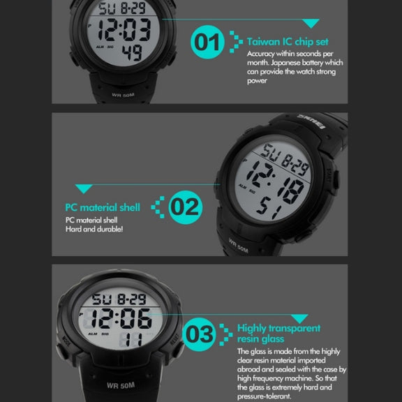 SKMEI 1068 Men Water-resistant Outdoor Sports Digital Watch Student Fashion Watch(Red)