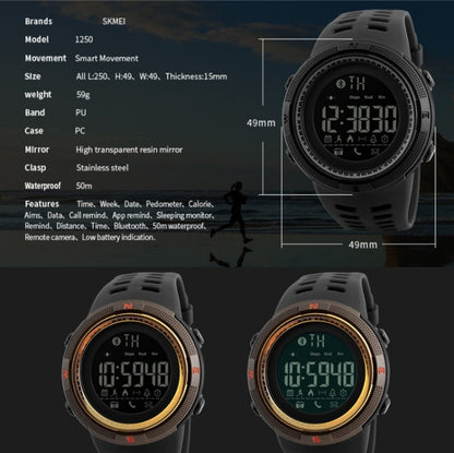 SKMEI 1250 Men Outdoor Waterproof Sports Digital Watch Multi-Function Watch(Black) - free shipping - PMC Jewellery - Order now!
