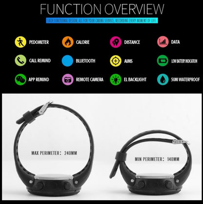 SKMEI 1250 Men Outdoor Waterproof Sports Digital Watch Multi-Function Watch(Black) - free shipping - PMC Jewellery - Order now!