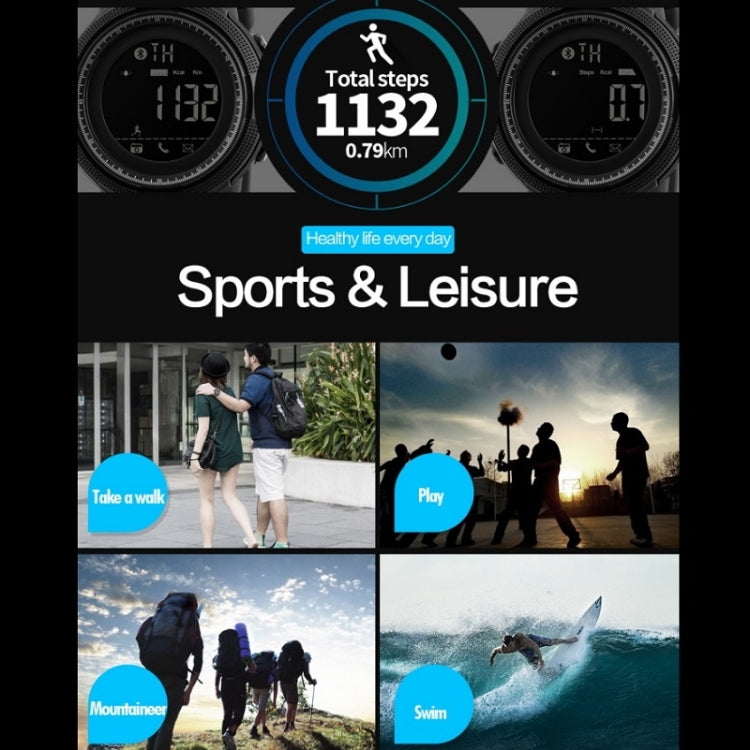 SKMEI 1250 Men Outdoor Waterproof Sports Digital Watch Multi-Function Watch(Black) - free shipping - PMC Jewellery - Order now!