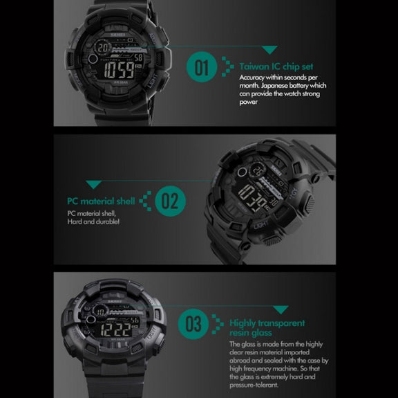 SKMEI 1243 Men Sports Watch Outdoor Water-resistant Digital Watch(Red)