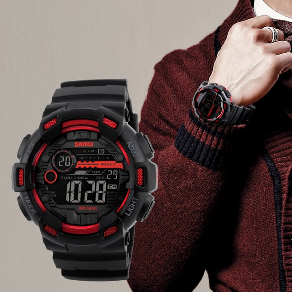 SKMEI 1243 Men Sports Watch Outdoor Water-resistant Digital Watch(Red)