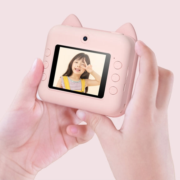 P1 No Card Children Instant Camera1200W Front And Rear Dual-Lens Mini Print Photographic Digital Camera Toy(Green Dinosaur)