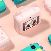 P1 16GB Children Instant Camera 1200W Front And Rear Dual-Lens Mini Print Photographic Digital Camera Toy(Pink Cat)