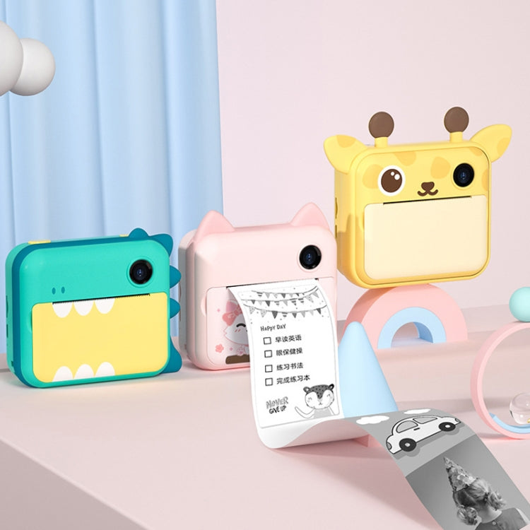 P1 16GB Children Instant Camera 1200W Front And Rear Dual-Lens Mini Print Photographic Digital Camera Toy(Green Dinosaur)