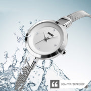 SKMEI 1390 Ladies Business Casual Watch Steel Band Lightweight Quartz Watch(Silver)